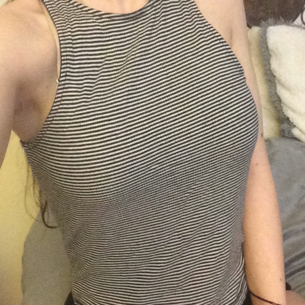 Black and white striped tank top